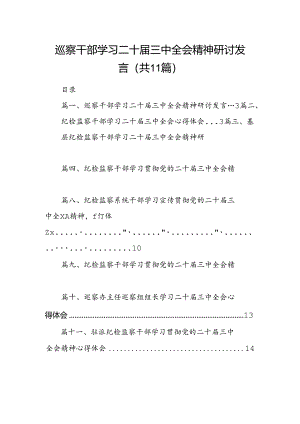 （11篇）巡察干部学习二十届三中全会精神研讨发言（精选）.docx