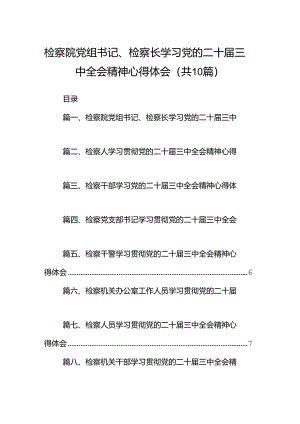 检察院党组书记、检察长学习党的二十届三中全会精神心得体会十篇（精选）.docx
