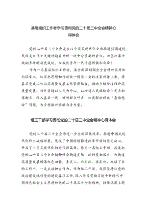 基层组织工作者学习贯彻党的二十届三中全会精神心得体会8篇（精选）.docx