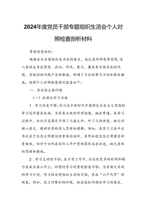 2024年度党员干部专题组织生活会个人对照检查剖析材料.docx