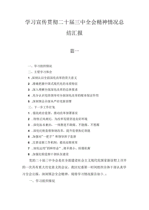 学习宣传贯彻二十届三中全会精神情况总结汇报十篇合集.docx