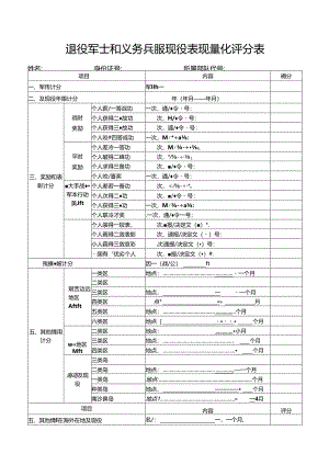 退役军士和义务兵服现役表现量化评分表.docx