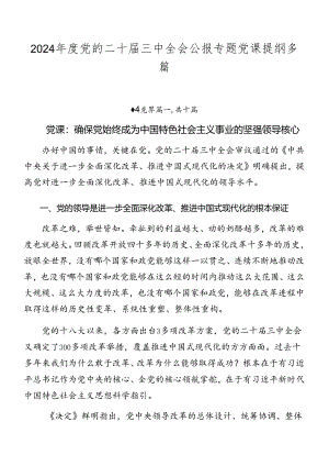 2024年度党的二十届三中全会公报专题党课提纲多篇.docx