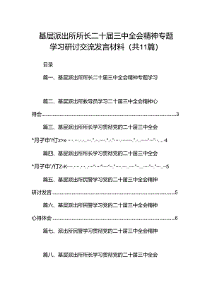 （11篇）基层派出所所长二十届三中全会精神专题学习研讨交流发言材料范文.docx
