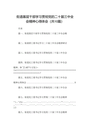 （10篇）街道基层干部学习贯彻党的二十届三中全会精神心得体会（详细版）.docx