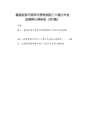 基层应急干部学习贯彻党的二十届三中全会精神心得体会（共7篇）.docx