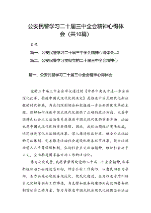 公安民警学习二十届三中全会精神心得体会10篇（详细版）.docx