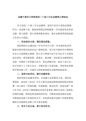 巡察干部学习贯彻党的二十届三中全会精神心得体会8篇（精选）.docx