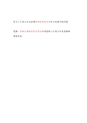 学习二十届三中全会精神用改革的办法解决发展中的问题专题研讨发言材料和党课讲稿.docx