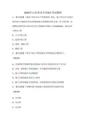 2024年山东省安全员B证考试题库.docx