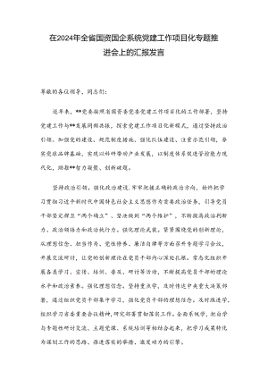 在2024年全省国资国企系统党建工作项目化专题推进会上的汇报发言.docx