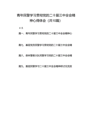 （10篇）青年民警学习贯彻党的二十届三中全会精神心得体会范文精选.docx