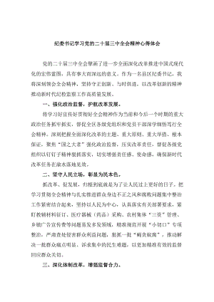 纪委书记学习党的二十届三中全会精神心得体会8篇（精选）.docx