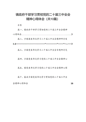 （10篇）镇政府干部学习贯彻党的二十届三中全会精神心得体会（精选）.docx