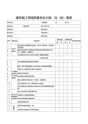 建筑施工领域质量安全大检查、自（检）查表.docx