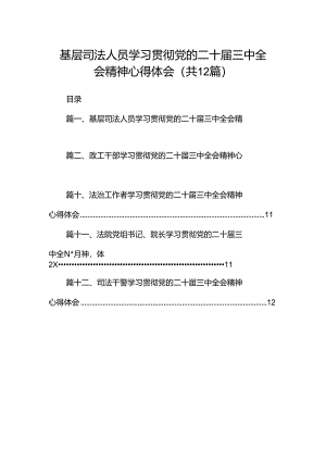 基层司法人员学习贯彻党的二十届三中全会精神心得体会12篇（精选）.docx