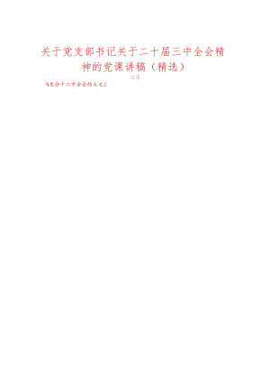 关于党支部书记关于二十届三中全会精神的党课讲稿（精选）.docx