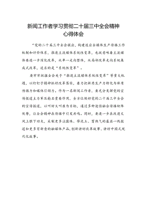 新闻工作者学习贯彻二十届三中全会精神心得体会.docx