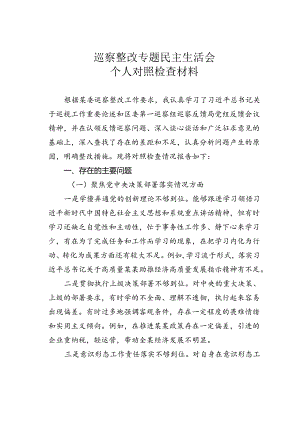 巡察整改专题民主生活会个人对照检查材料.docx