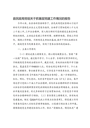 县民政局党组关于抓基层党建工作情况的报告.docx