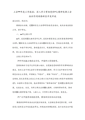 工会年度工作报告：深入学习贯彻党的二十大精神发挥工会组织作用助推新区开发开放【关注抖音号：老.docx