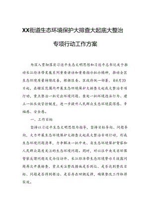 XX街道生态环境保护大排查大起底大整治专项行动工作方案.docx
