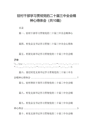 （10篇）驻村干部学习贯彻党的二十届三中全会精神心得体会范文.docx