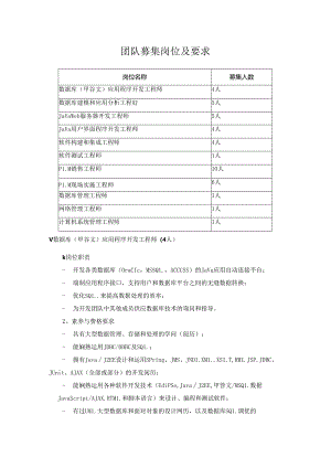 团队募集岗位及要求.docx