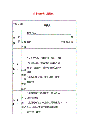 内审检查表（营销部）.docx