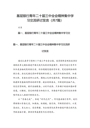 基层银行青年二十届三中全会精神集中学习交流研讨发言7篇（详细版）.docx