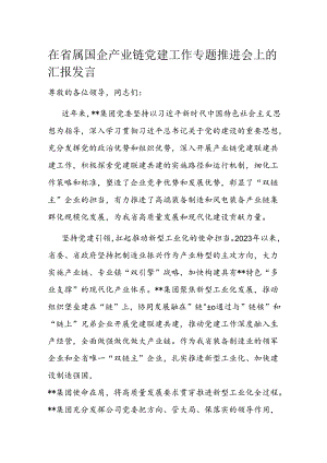 在省属国企产业链党建工作专题推进会上的汇报发言.docx