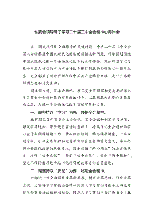 （9篇）省委会领导班子学习二十届三中全会精神心得体会范文.docx