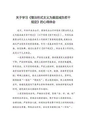 党员干部学习整治形式主义为基层减负若干规定的心得体会七篇.docx