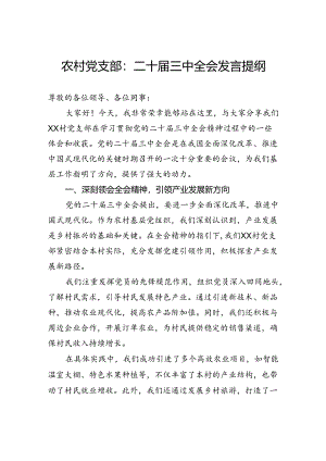 农村党支部：二十届三中全会发言提纲.docx