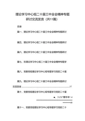 （11篇）理论学习中心组二十届三中全会精神专题研讨交流发言范文精选汇编.docx