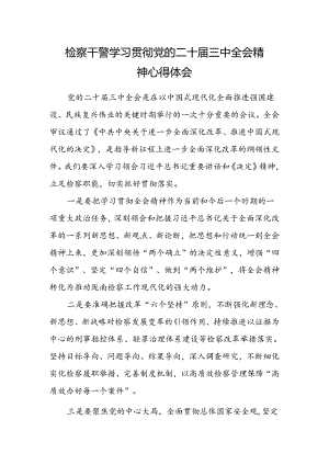 检察干警学习贯彻党的二十届三中全会精神心得体会.docx