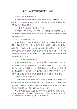 学校开学情况自查报告范文（3篇）.docx