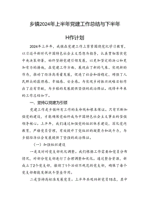 乡镇2024年上半年党建工作总结与下半年工作计划.docx
