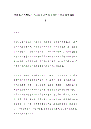 党委书记在2024年主题教育读书班专题学习会议的中心发言.docx