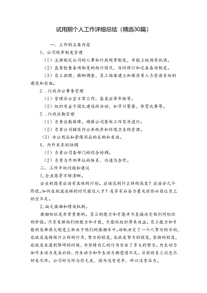试用期个人工作详细总结（精选30篇）.docx