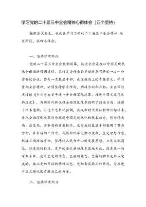 学习党的二十届三中全会精神四个坚持专题心得体会感想.docx