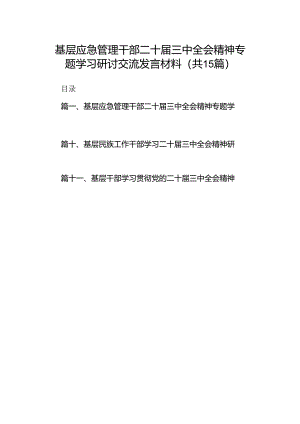 （15篇）基层应急管理干部二十届三中全会精神专题学习研讨交流发言材料范文.docx