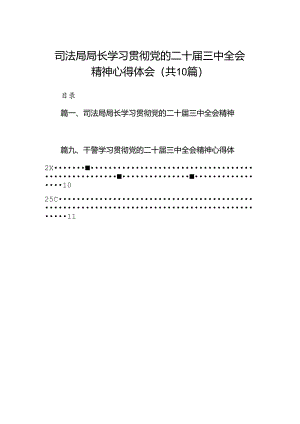（10篇）司法局局长学习贯彻党的二十届三中全会精神心得体会（详细版）.docx