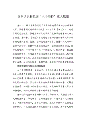深刻认识和把握“六个坚持”重大原则.docx