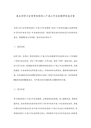 某支部学习宣传贯彻党的二十届三中全会精神实施方案.docx