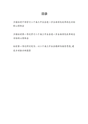 乡镇驻村干部第一书记学习二十届三中全会进一步全面深化改革的总目标的心得体会2篇.docx