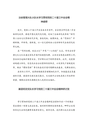 治安管理大队大队长学习贯彻党的二十届三中全会精神感想8篇（精选）.docx
