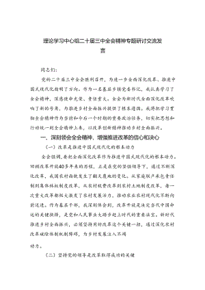 理论学习中心组二十届三中全会精神专题研讨交流发言精选(6篇).docx