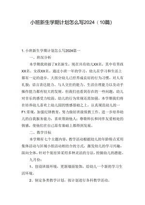 小班新生学期计划怎么写2024（10篇）.docx