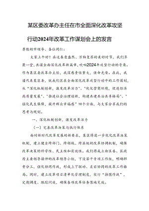 某区委改革办主任在市全面深化改革攻坚行动2024年改革工作谋划会上的发言.docx